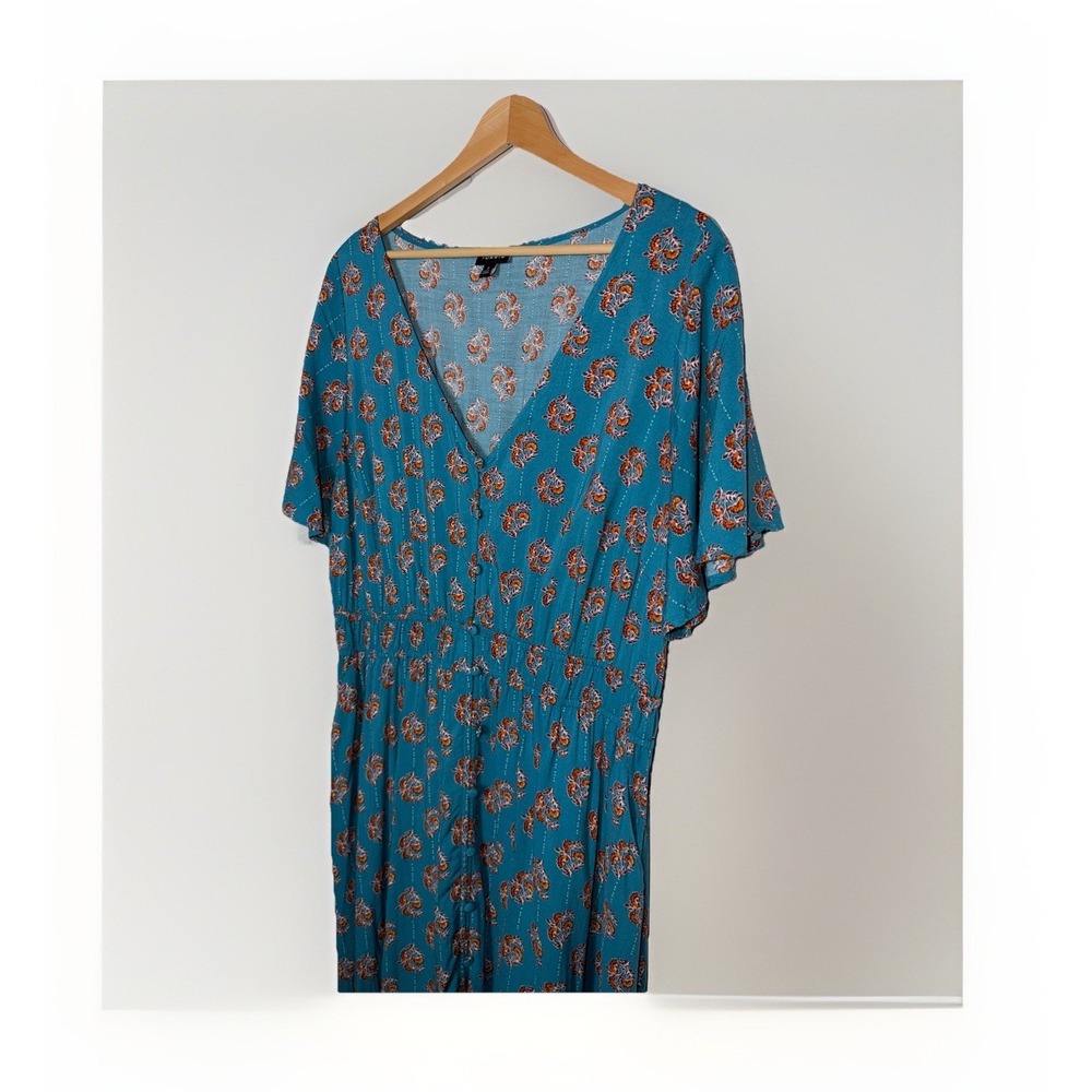 Torrid Woman's Challis Button-Front Midi Dress Size 1X 14/16 Flutter Sleeves - Picture 2 of 5